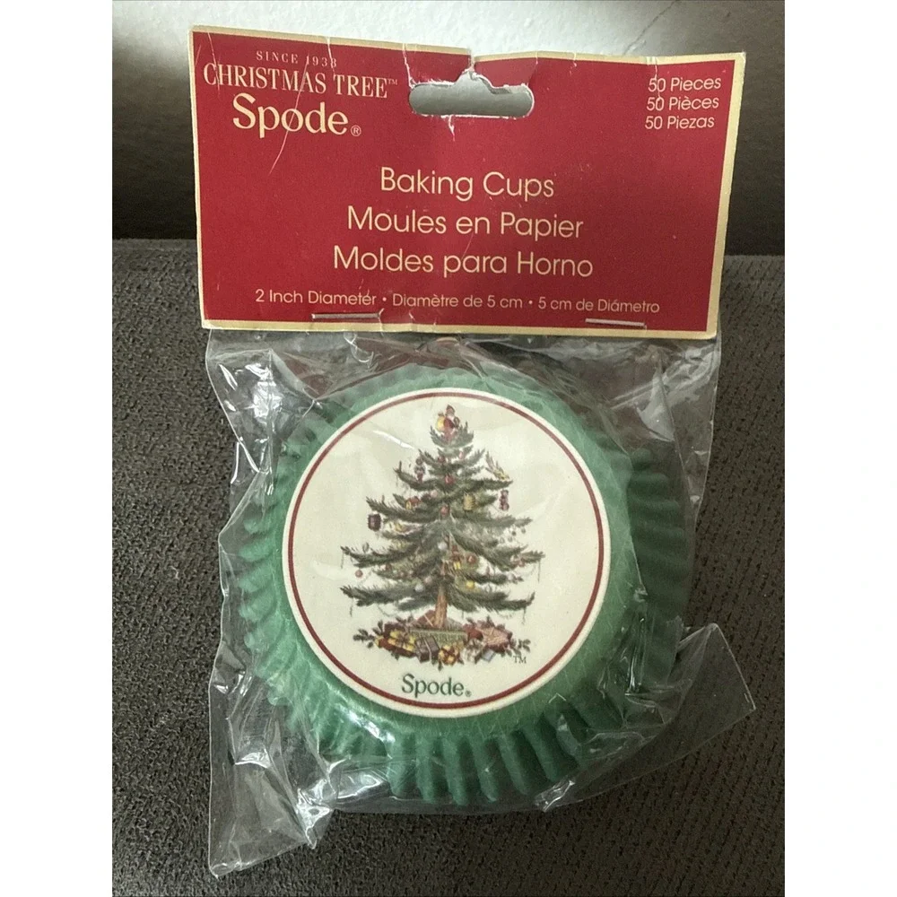 100 Spode CHRISTMAS TREE Cupcake Muffin Baking Cups Beige & Green (2 Packs)